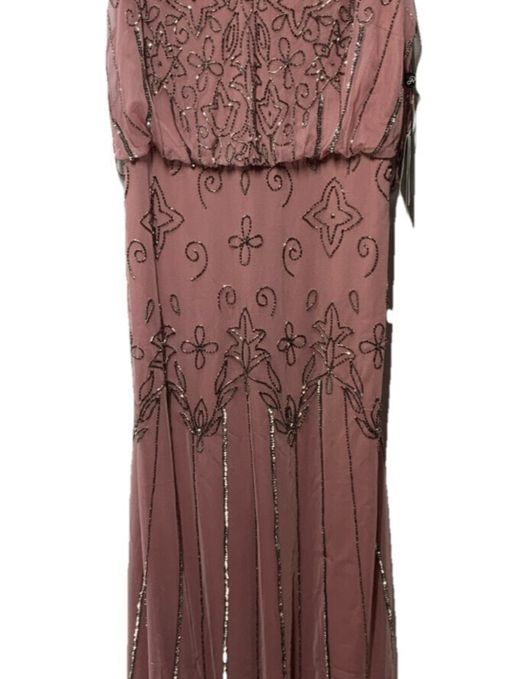 Adrianna Papell Women's Long Beaded Blouson Gown Cocktail Sleeveless Size 4